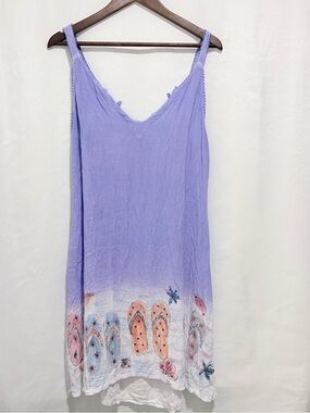 Raya Sun Lavender Beaded Beach Cover Up Dress Large